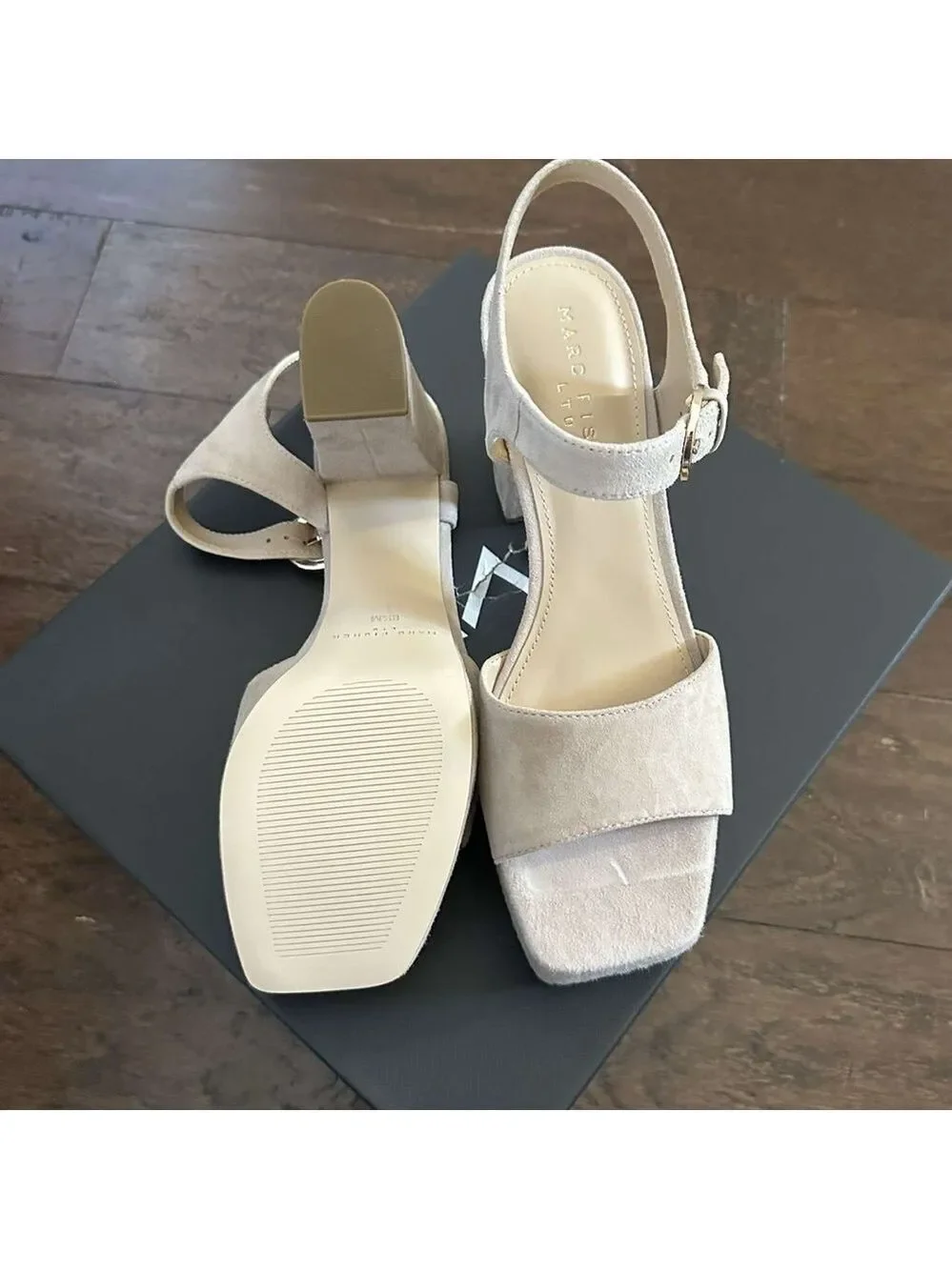 Marc Fisher LTD Platform Sandals Women’s 8.5 Light Beige Suede NWT